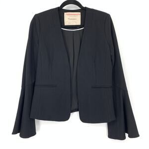 Anthropologie Cartonnier Blazer Jacket Womens Sz Small Black Flared Sleeves